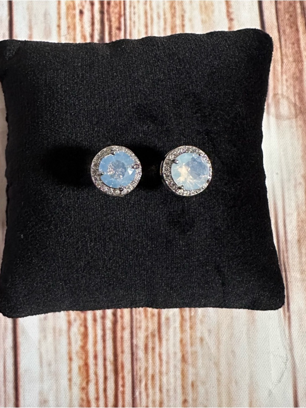 Piercing Pagoda Silver Moonstone CZ Halo Stud Earrings